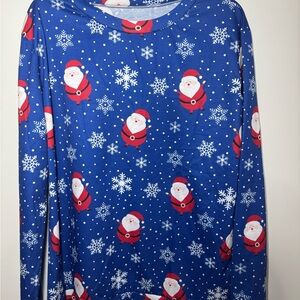 NWOT Men’s Christmas Santa Clause Blue Long Sleeve Casual Shirt Size Medium
